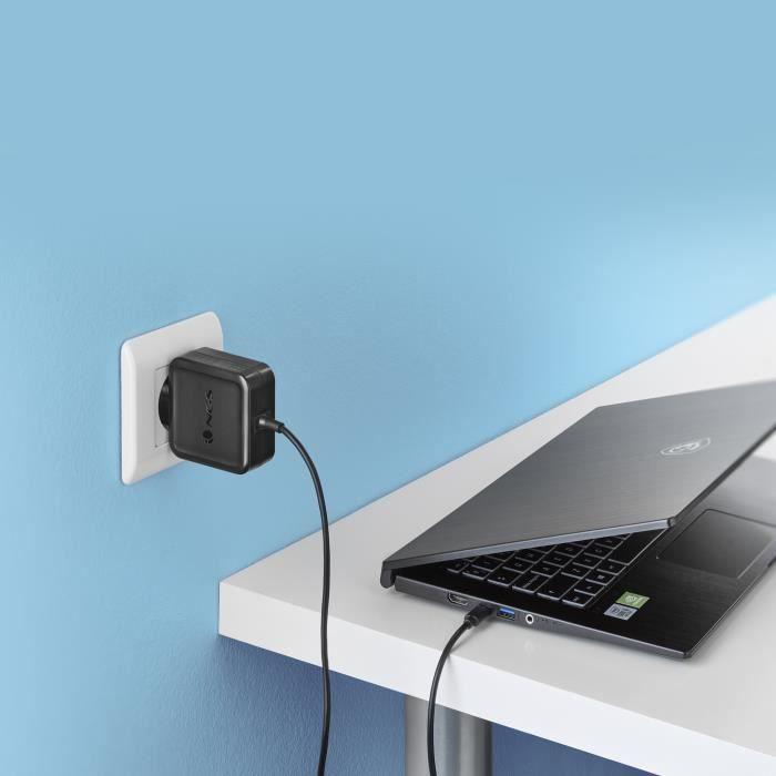 NGS Настенное зарядное устройство для компьютера 45 Вт Разъем USB Type-C, универсальное, автоматическое. Черный цвет.