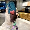 Cartoon Love Heart Gradient Lanyard Case for For Iphone 16 1 14 17 Pro Max Air Plus 12 13 11 Xr Xs Hand Wrist Strap Wave Soft Cover