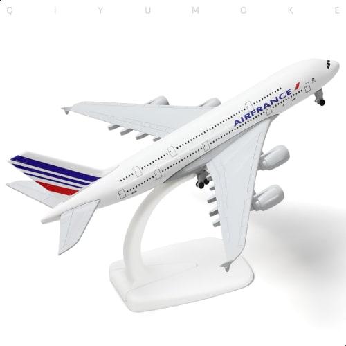 QIYUMOKE A380 France 1/300 Diecast Metal Airplane Model - A380 Sky Jumbo A380 Model Airplane with Stand (7.5" Long) for Aviation Enthusiast Gift or Di