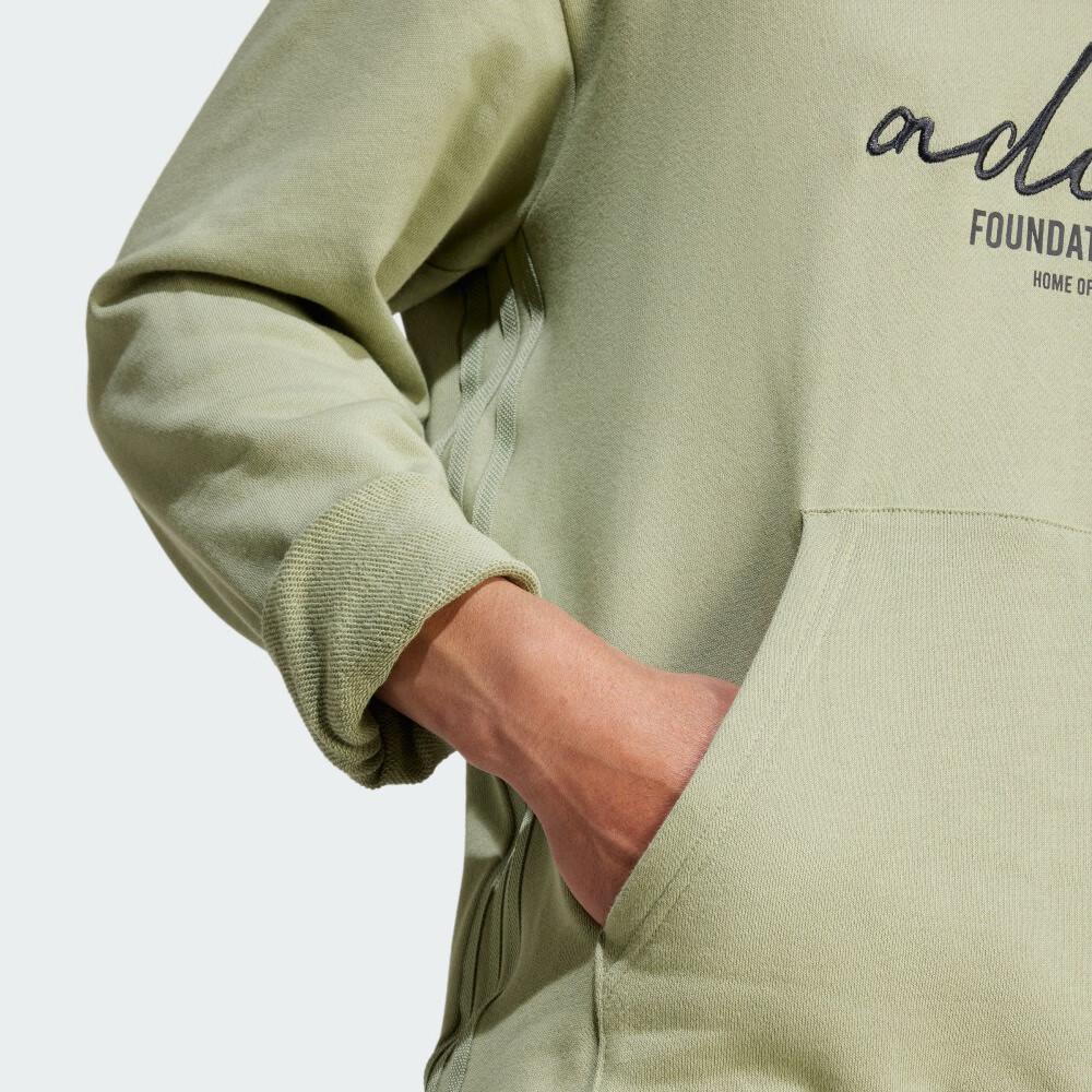 adidas Handwritten Letter Print Design Comfortable Pullover Hoodie Men Hoodies Tent-Green IW3535