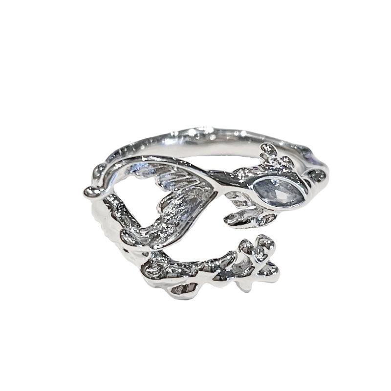 Neues Nischendesign Schmetterling offener Ring Hoher Sinn für Temperament Fischschwanz Goldfisch Französischer leichter Luxusring Damen