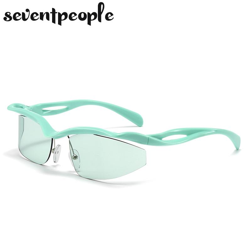 Semi-Rimless Cat Eye Sunglasses Women  Luxury Brand Designer Trending Sports Y2K Punk Sun Glasses For Ladies Shades Eyewear