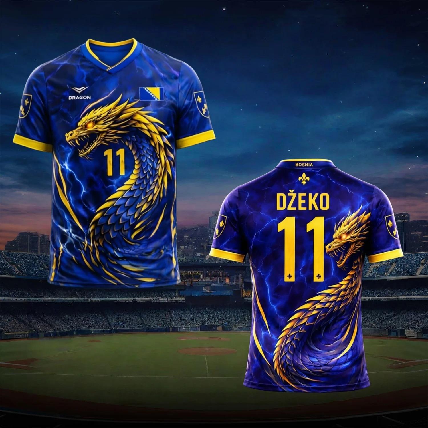 Breathable and Quick-Drying Jersey Bosni&euml;-Herzegovina Ronde Hals Voetbalshirt, Voetbal Fan Shirt, Kinderen Jeugd Mannen Vrouwen, Geschikt voor Buitenactiviteiten En Dagelijks Gebruik S