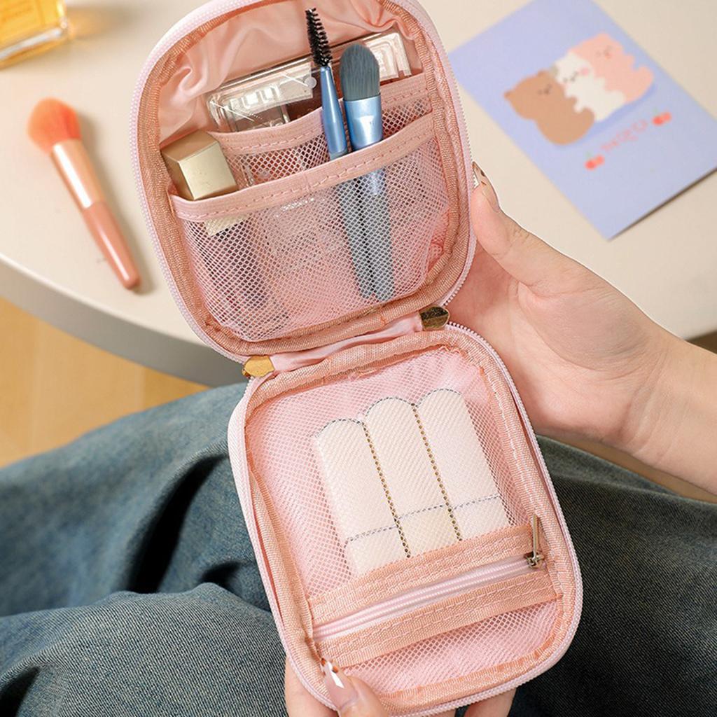 Portable Travel Makeup Bag Cosmetic Organizer Zipper Pouch for Women Girls Daily and Travel Use