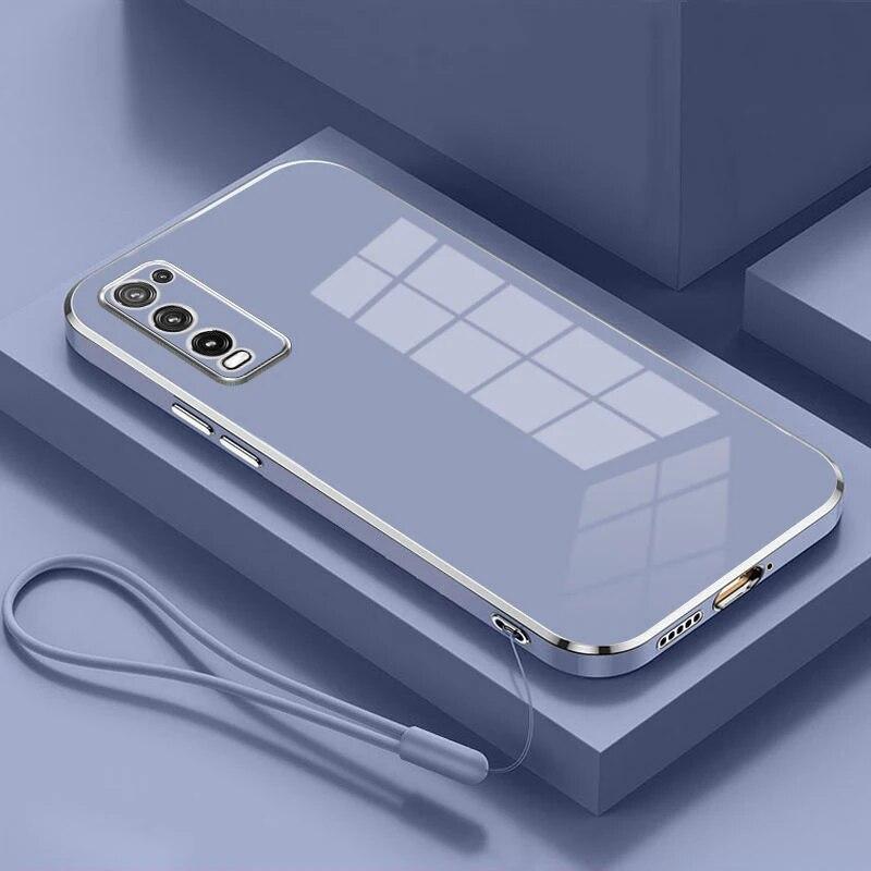 

Для Tecno Camon 18 Premier Case Camon18 Premier Phone Case CH9 CH9n CASE 18 Premier Luxury Square Plating Протиударна задня кришка Camon 18 Premier&Case & Strap сірий/синій