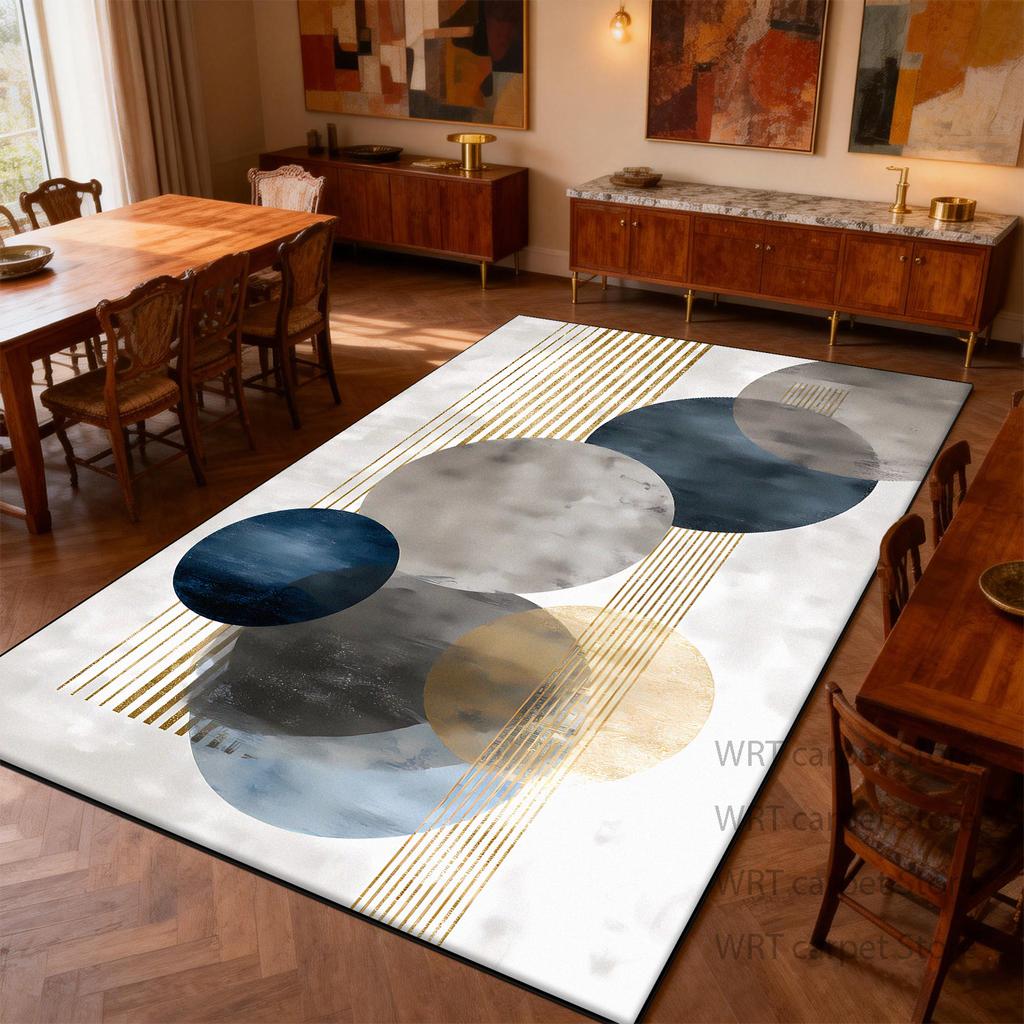Modern Light Luxury Art Style Carpet for Dining Room Decoration Living Room Large Area Rug Bedroom Bedside Non-slip Washable Mat