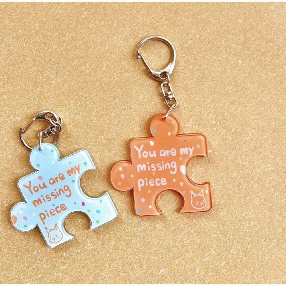Korean Style Accessories Acrylic Puzzle Text Keychain Multicolour  Niche Design   Gifts