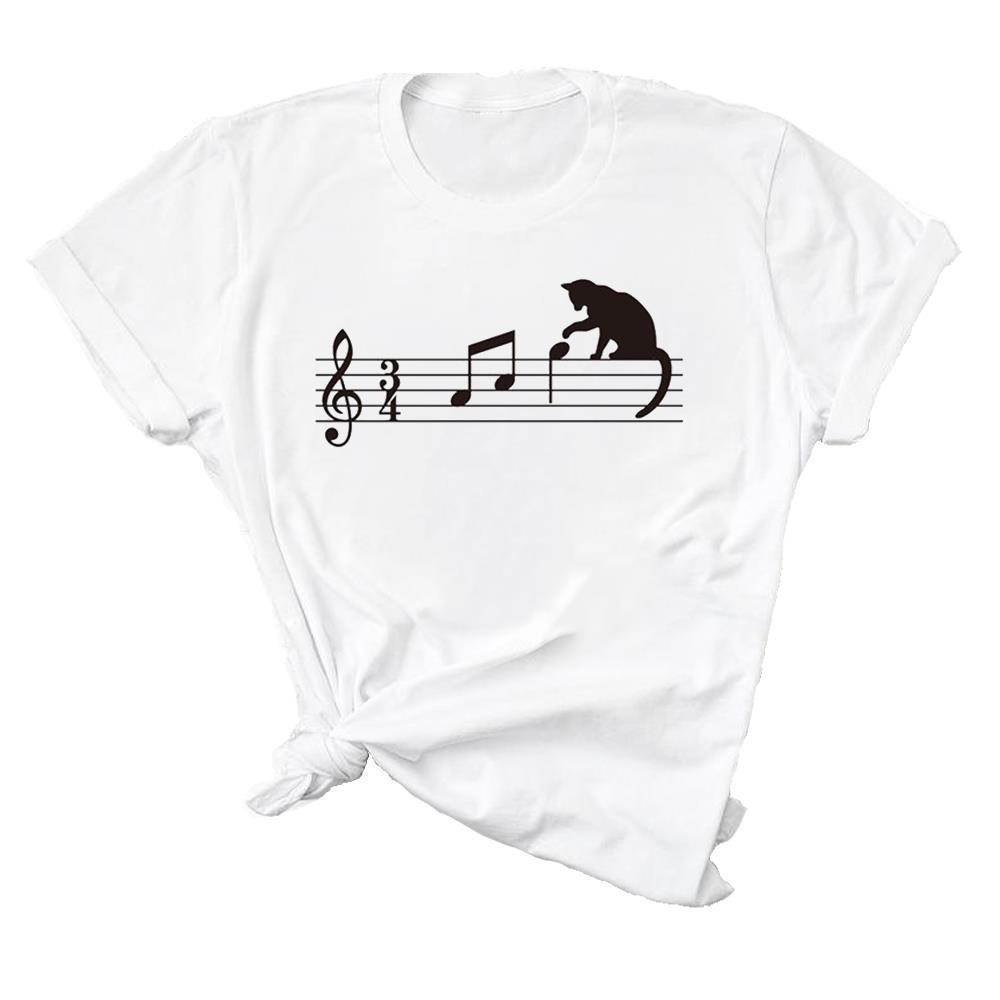 Women's 90s Trend Casual Cat Print Short Sleeve T-Shirt