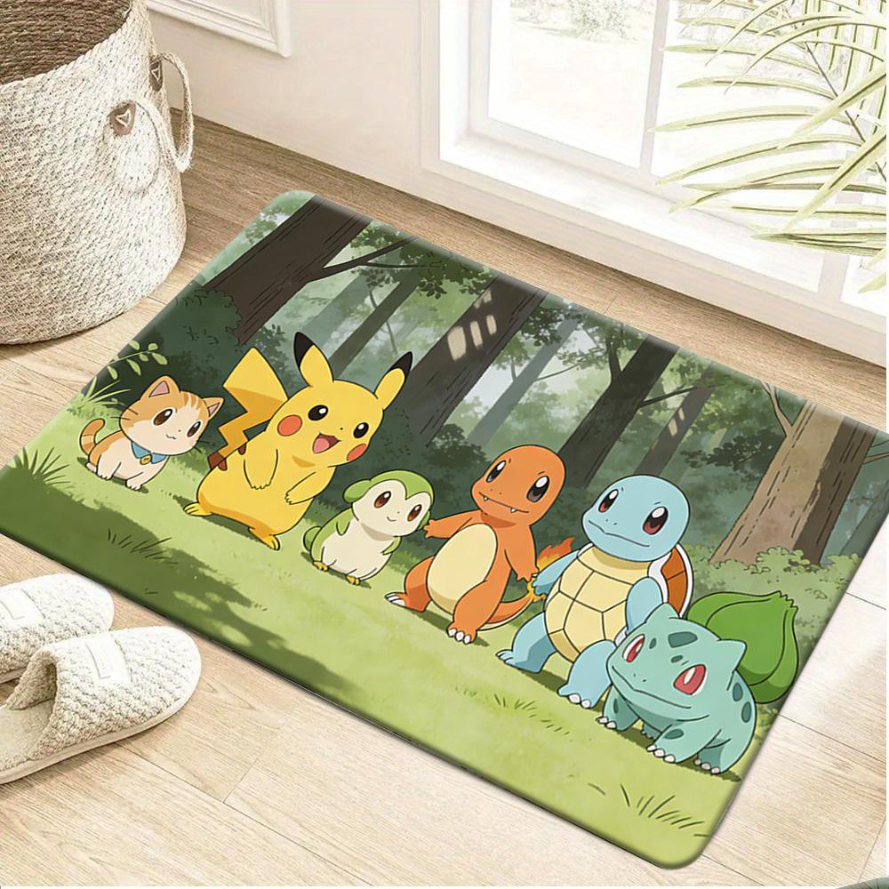 Pokemon Pikachu & Bulbasaur Riverbank Print Doormat Anti-slip Absorbent Floor Mat for Home Entrance Bedroom Living Room Decor