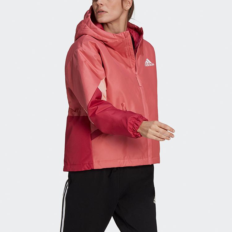 Adidas Womens Outdoor Sports Hooded Cotton Jacket Women Jackets Rose GM4345