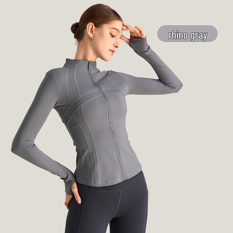 Women's Slim-Fit Quick-Dry High Elastic Yoga Jacket with Stand Collar