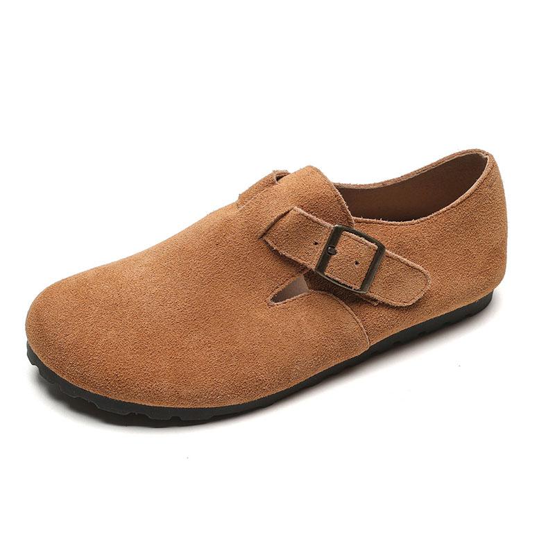 Winter Women Shoes Slip On Plush Warm Women's Flats Retro Genuine Leather Shoes Women Large Size 35-43  Mujer WSH5183