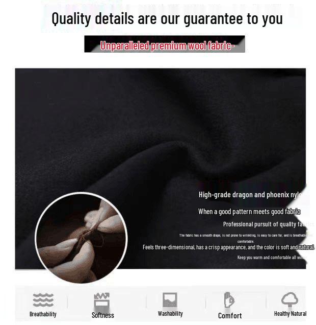 Women's Black Wool-Blend Thickened Coat - Autumn/Winter, Korean Style, High-End Loose Fit