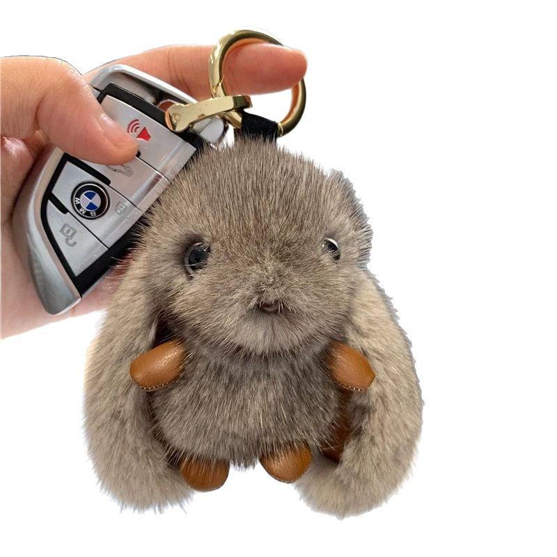 Small Faux Mink Rabbit Fur Plush Keychain Pendant - Backpack Charm & Birthday Gift
