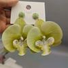 European-American Cross-Border Earrings: Women's Fashion 3D Butterfly Orchid Flower Head Jewelry, Exaggerated High-End Style
