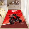 Area Rug, Ducati Multistrada Red Motorcycle Rider Illustration Dust Logo Print, Man Cave Decor, Non-Slip Mat