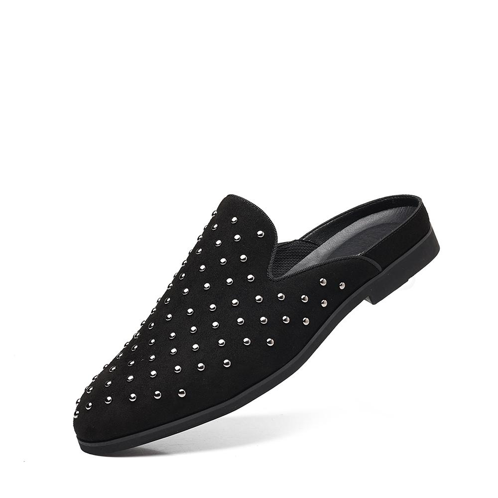 

New Style Summer Flats Leisure Walk Half Slippers Outdoor Male Half Drag Handmade Lazy Shoes Sandals Men s Muller Shoes 48 чёрный