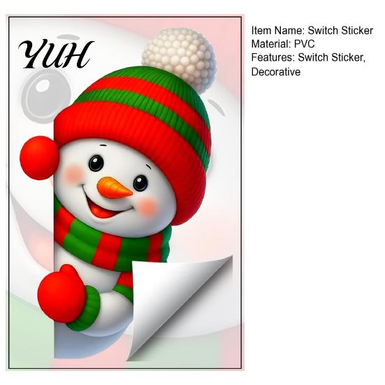 Decorative Socket Stickers Christmas Snowman Switch Sticker, Removable PVC Decal, Peeking Ornaments Cartoon Wall Art for Holiday Bedroom Atmosphere