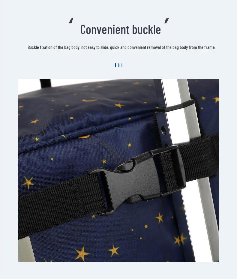 Portable Small Trolley Cart with Universal Wheels and Insulated Shopping Bag