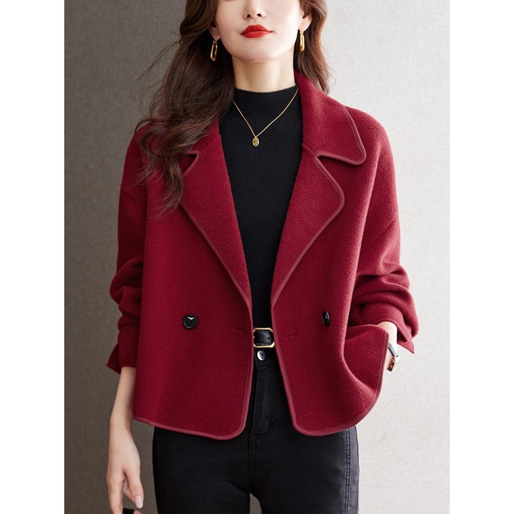 Women's Spring/Fall Elegant Knit Cardigan Loose-Fit Elegant Blazer Collar Outerwear Cardigan