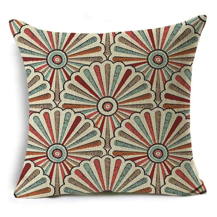 Mandala Graffiti Cushion Cover 45X45Cm Linen Decorative Pillow Cover Sofa Bed Pillow Case