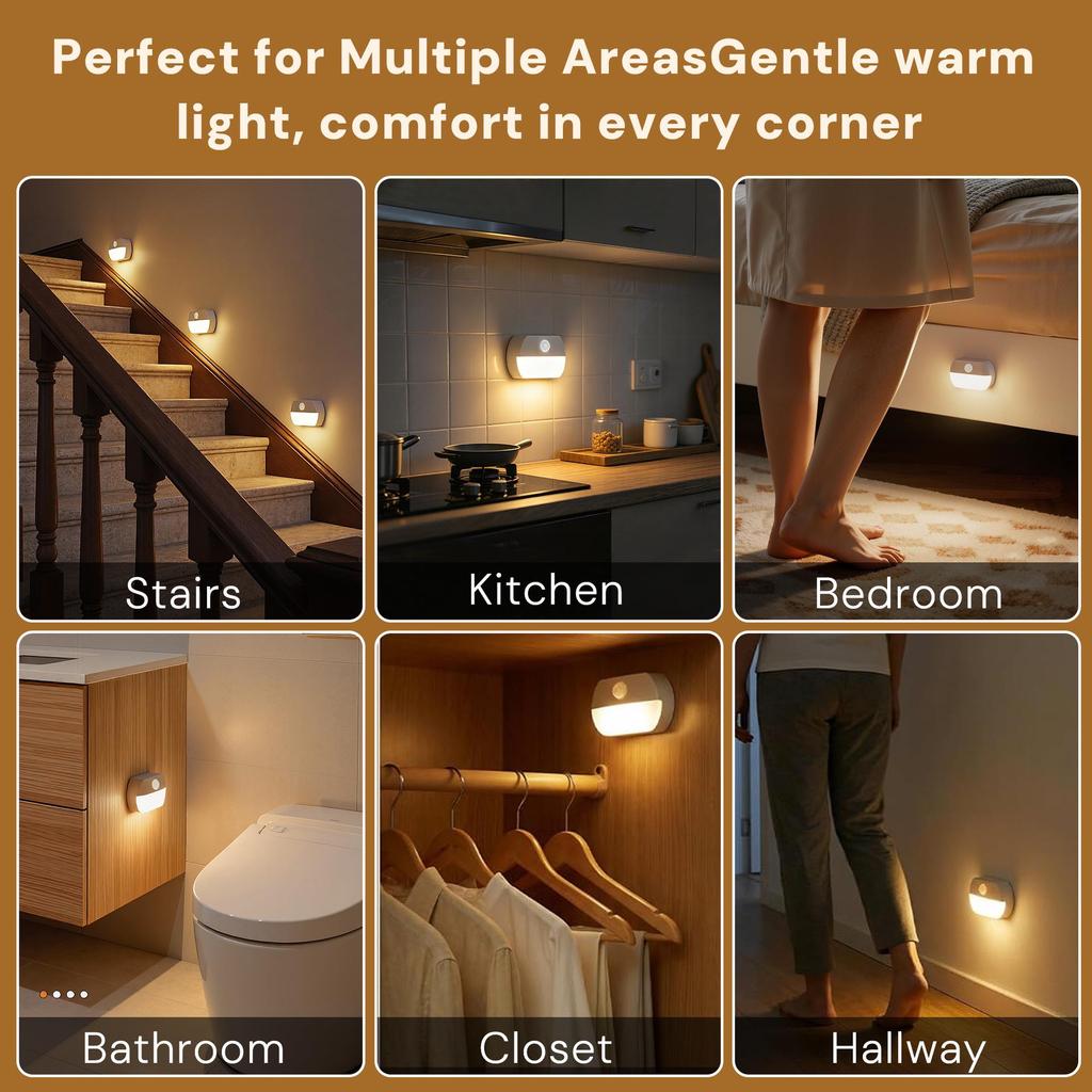 Smart Wireless LED Motion Sensor Night Light for Home, Wake-up, Bedside, Bathroom, Hallway, and Closet
