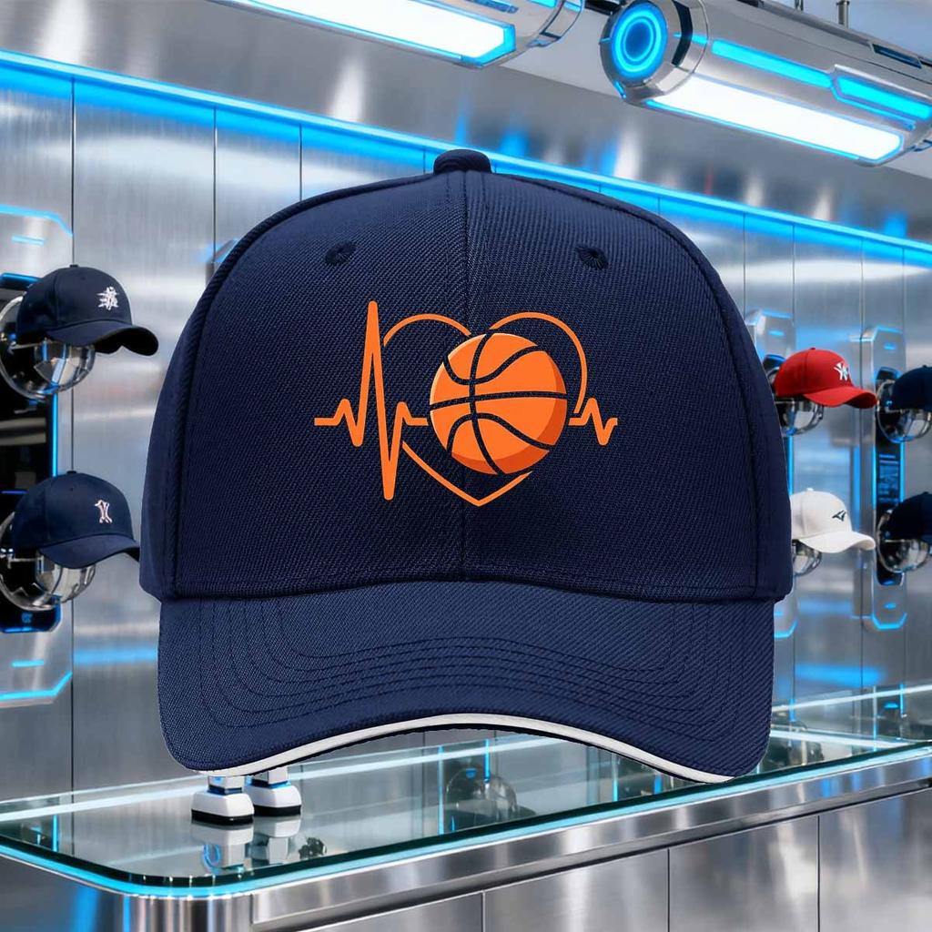 Basketball Heartbeat EKG Love Graphic Baseball Cap Polyester Adjustable Sports Outdoor Cap