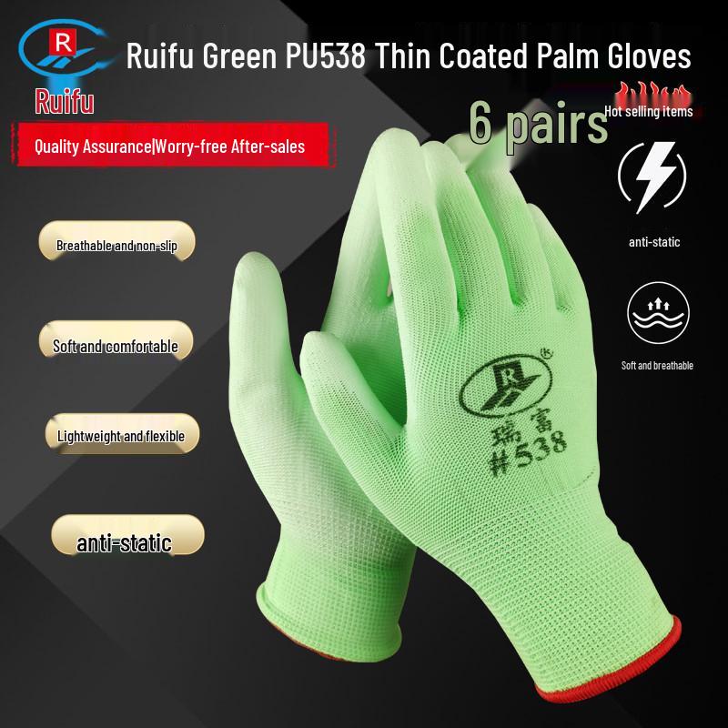 Rui Fu Small Green Women's Non-slip Anti-static Lightweight Work Gloves for Electronics