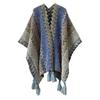 Women's Fashion Spring Autumn Winter Pashmina Ethnic Style Tassel Cape Colorful Knitted Split Shawl