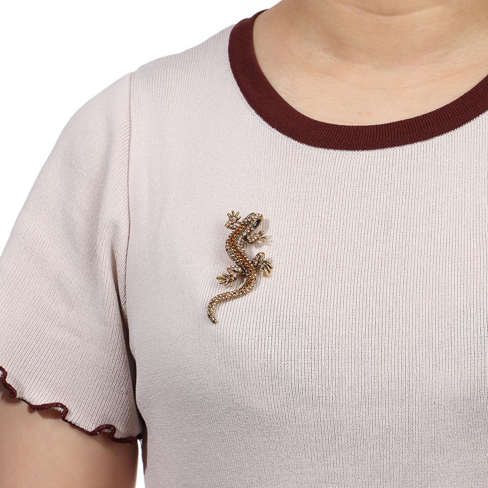 Jewelry Suit Accessories Pin Rhinestone Animal Brooch Retro Lizard Gecko Brooch