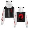New Demon Slayer Cat Ear Color Block Hoodie - Plus Velvet, Loose Fit, Casual Pullover