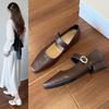Fashion French Retro Mary Jane Leather Shoes Versatile 2025 Autumn New Elegant Women's Square Head Street Dress Low Heels Shoes