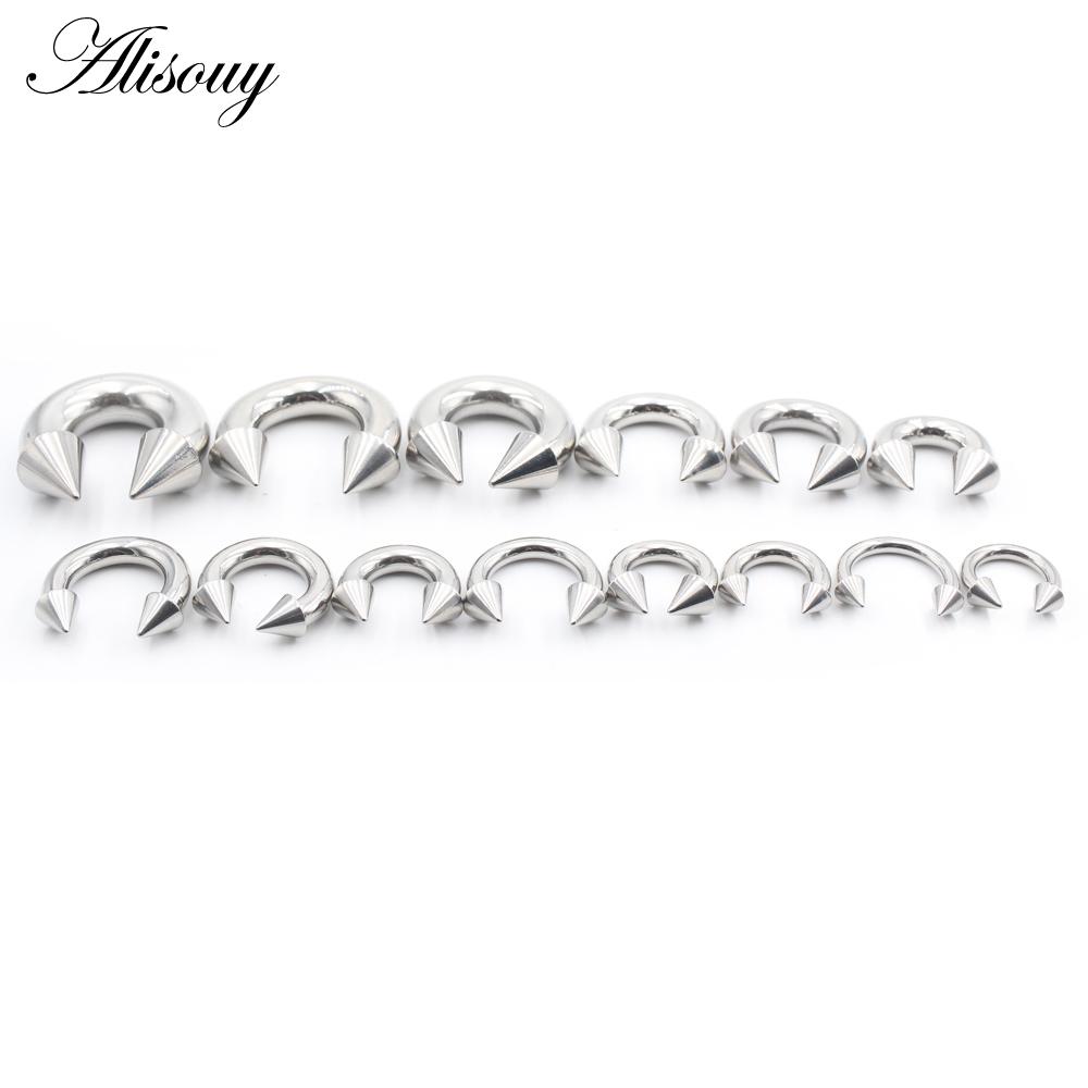 

Alisouy 1PC Черный Шип Подкова Носовое Кольцо Stainelss Стальной Конус Большой Калибр Пирсинг Внутренняя Резьбовая Перегородка Ухо Расширитель Пробка #1 3x12x6mm серебряный
