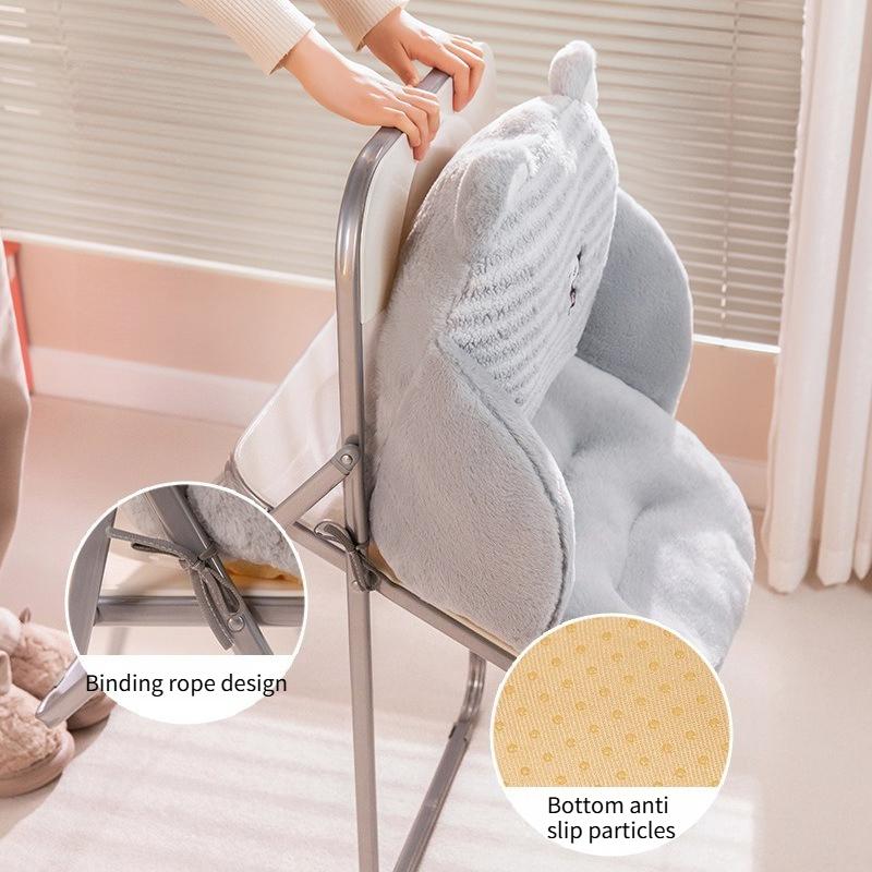 Cute Cartoon Half Surrounded Backrest Integrated Cushion Office Seat Pads Plush Tatami Backrest Mats Comfortable and Reliable Anti Slip Seat Cushions