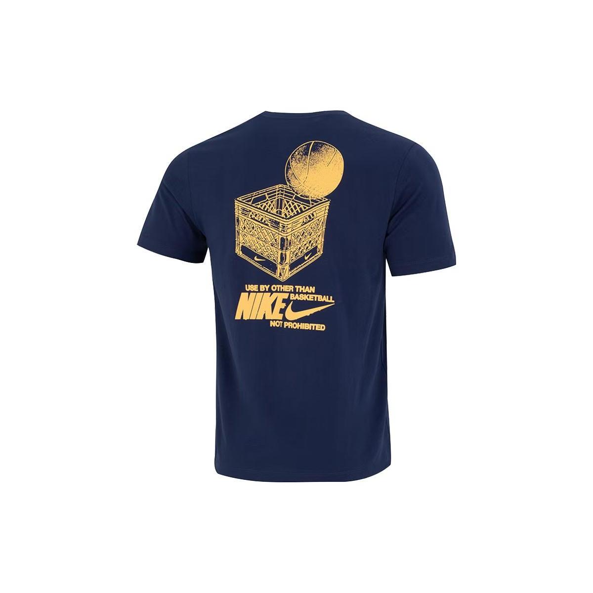 Nike T Shirts Men s Navy Blue Crew Neck Moderate Straight Fit DR7638-410 M