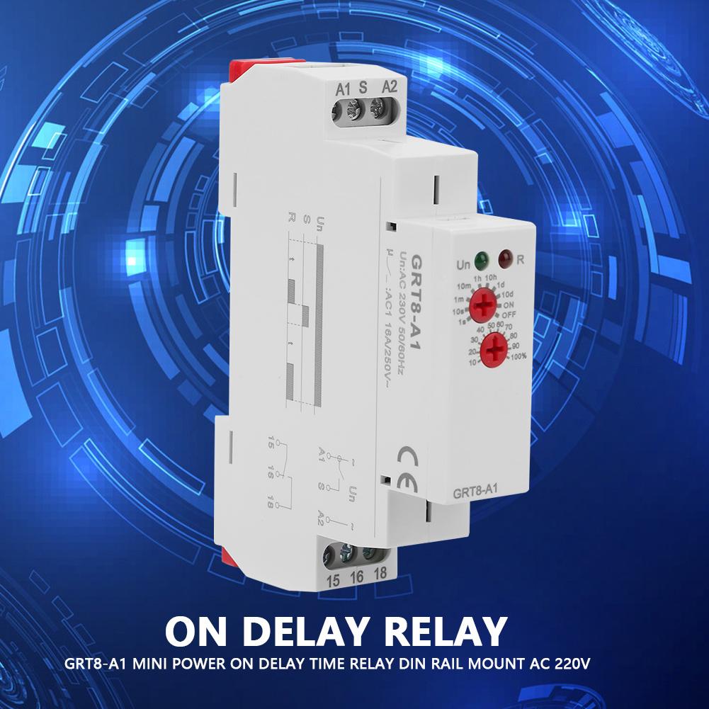 GRT8?A1 Mini Power On Delay Time Relay DIN Rail Mount AC 220V