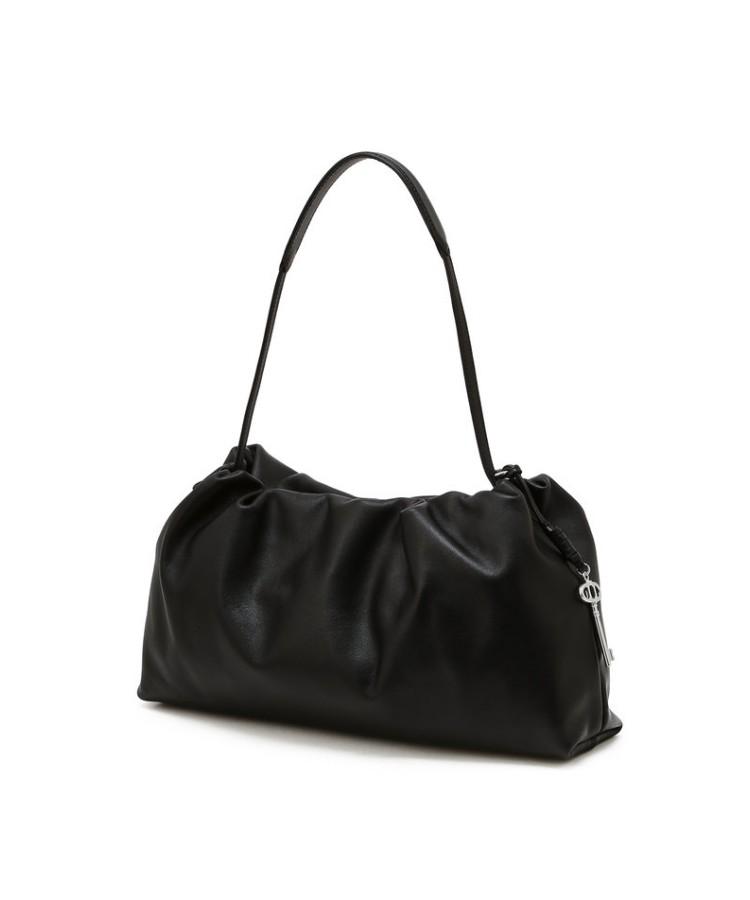 Athe Vanessabruno [Mousse] Black Leather Drawstring Shoulder Bag M Aaba6E540Bk