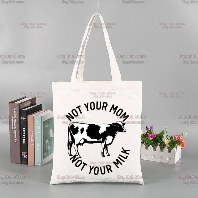 Vegan Funny Kawaii Vintage Funny Shopping Bag Graphic Tote Harajuku Women Canvas Shoulder Bag Female Ulzzang Eco Large-Capacity
