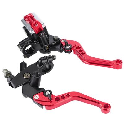 1 Pair 78"(22mm) Universal Motorcycle Brake Clutch Master Cylinder Reservoir Levers Red