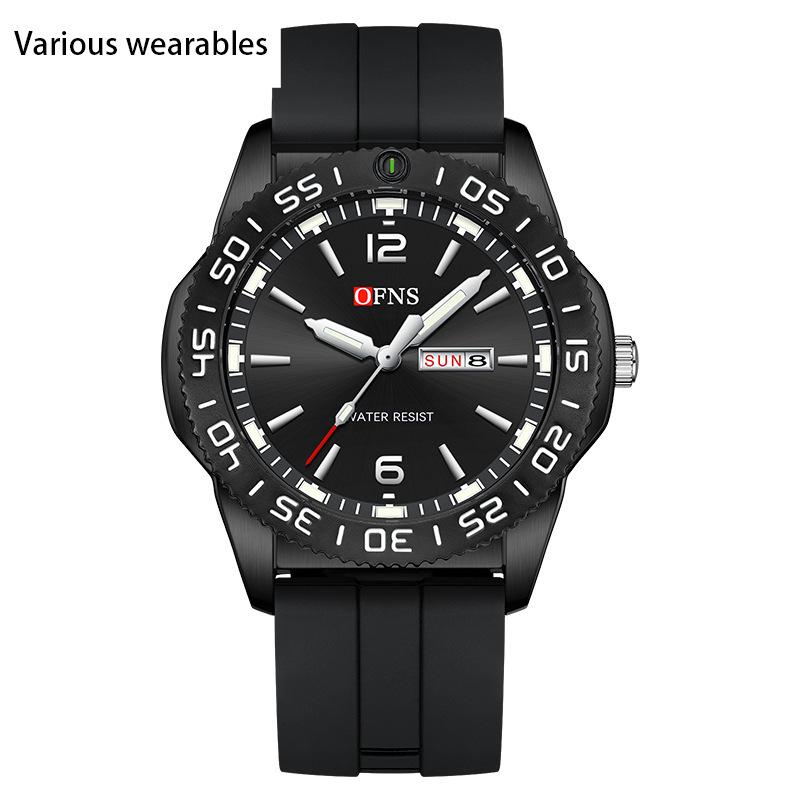 Quartz Watch Student Dual Calendar Classic Simple Bar Nail Scale Waterproof Quartz Watch