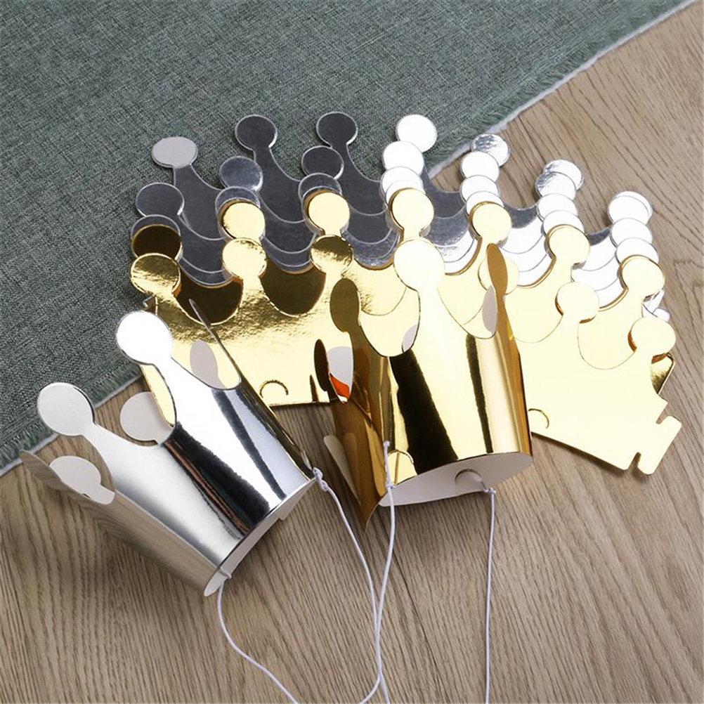 10Pcs Birthday Paper Crown Hats Gold Silver Adults Party Decoration Birthday Celebration Accessory Crown Hat