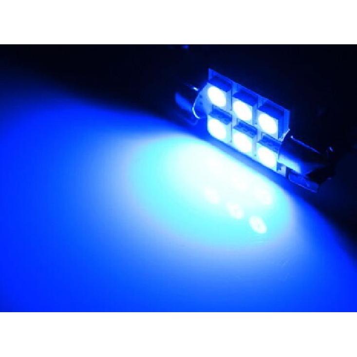(2) Blue 6-SMD LED Bulbs For Car Interior Dome Lights, 1.50" 36mm 6411 DE3425