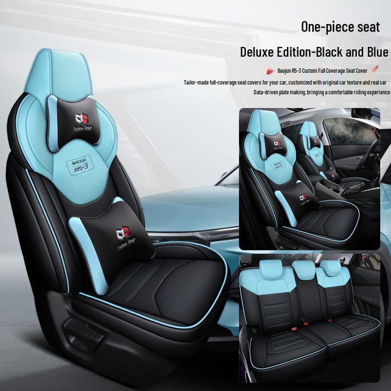 QQG Maßgefertigter Sportsitzbezug aus Leder für Baojun RS-3: Ganzjahres-Kissenpolster