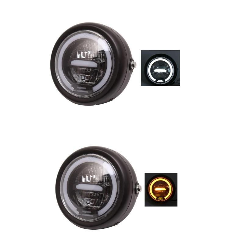 Retro Motorcycle LED Daytime Running Headlight Modified Metal Shell For Longevity And Enhanced Comfort Quick Install