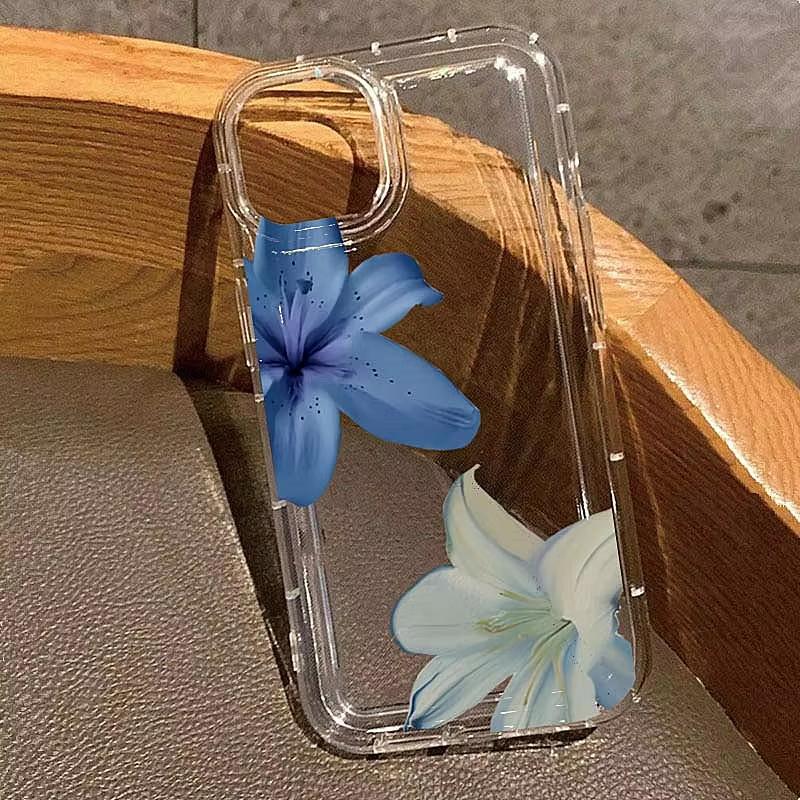 Funda de Teléfono con Patrón de Diseño de Flor de Lirio Rosa Para iPhone 17 Pro Max 16 E 15 Pro 14 13 12 11 XR XS 17Air 16 Plus Cubierta Transparente con Parachoques