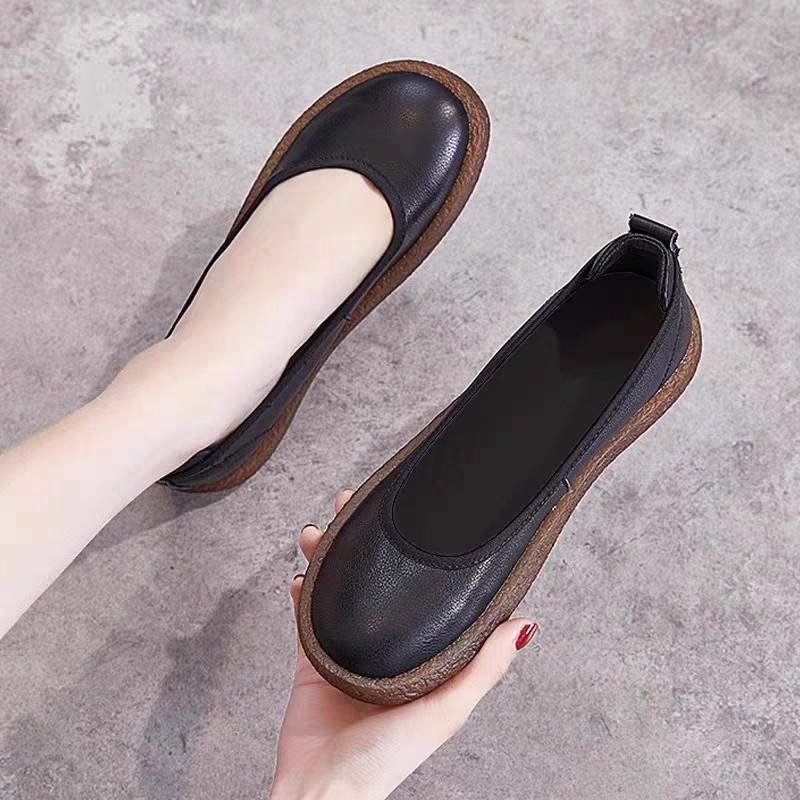 Genuine Leather Flat Shoes for Women Comfortable Soft Sole Soft Leather Anti Slip Maternity Shoes