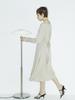 NOUVE V Neck Collar Button Dress - Light Beige
