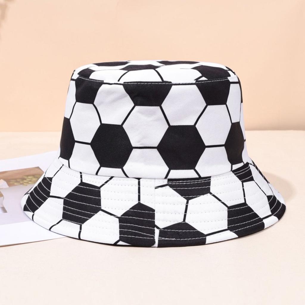 Cappello a Secchiello Stampato con Motivo Calcio Primavera ed Estate Outdoor Pieghevole Parasole Cappello Parasole