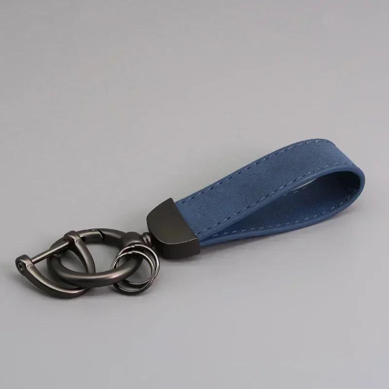 Custom LOGO Suede Leather Keychain Vintage Laser Engrave Car Key Ring Holder for Men and Women Personalized Key Chains Ring