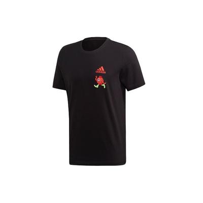 Embroidered Casual Sport Round Neck T-Shirt Men Tops Black FP8459